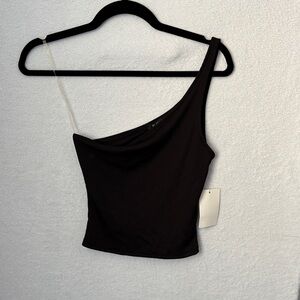 One-Shoulder Black Top